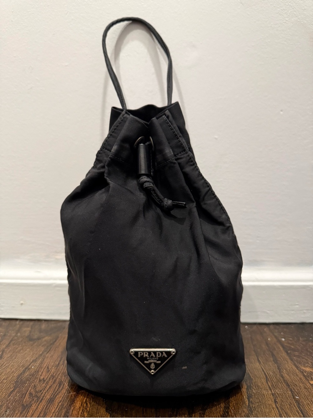 Women's Prada Black Tessuto Nylon Bucket Bag - Picture 2 of 5